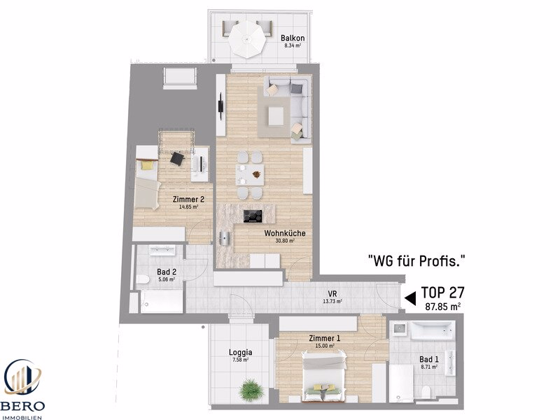 Titelbild - 3 Zimmer mit Balkon & Loggia | U1 Großfeldsiedlung
