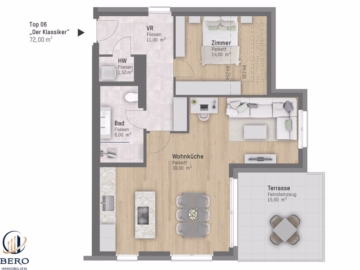 Große klassische 2 Zimmer Wohnung mit Balkon – U1 Leopoldau, 1210 Wien, Terrassenwohnung