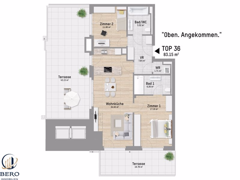 Titelbild - 3 Zimmer mit Terrasse | U1 Großfeldsiedlung