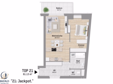2 Zimmer mit Balkon | U1 Großfeldsiedlung, 1210 Wien, Terrassenwohnung